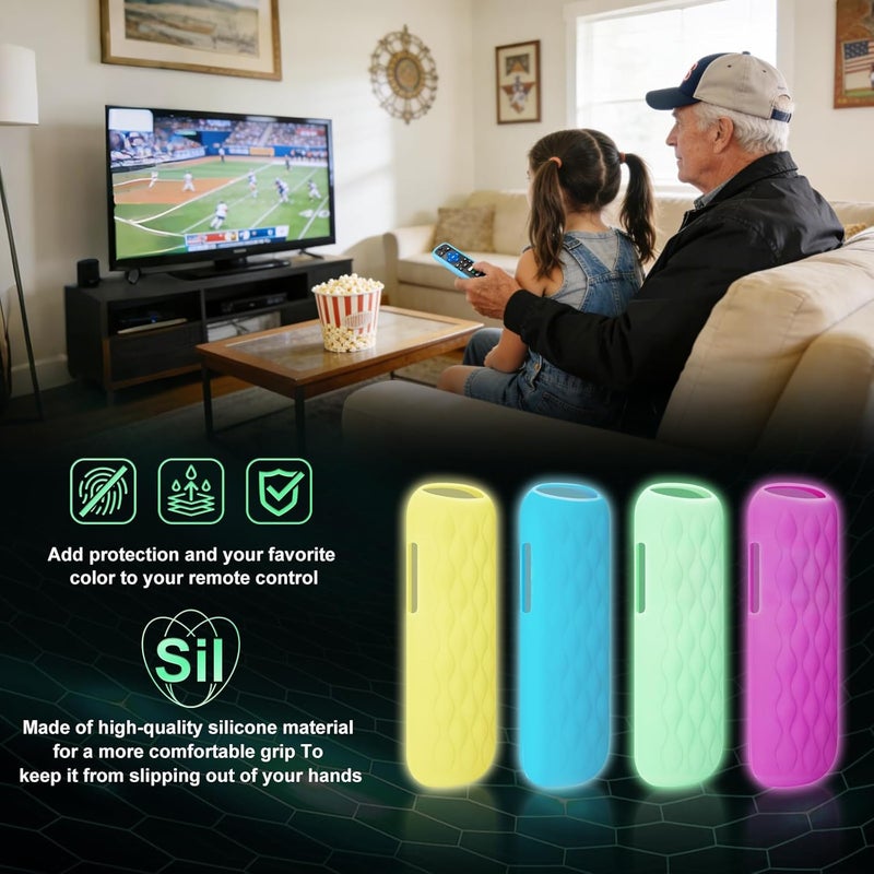 ENJOYLink for Roku Remote Cover,Compatible with All Roku TV Remote Glow in The Dark Silicone Protective Case Yellow and Blue 2-Pack - Image 5